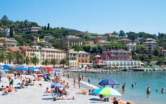 Santa Margherita Ligure the beach at santa margherita, liguria, italy